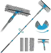 Window Squeegee Cleaner, 2 in 1 Window Cleaning Tool Kit Window Scraper with Telescopic Extension Pole 78‘’ - Easily Clean High Windows with Bendable Head for Indoor/Outdoor Car Glass - 3 Pads