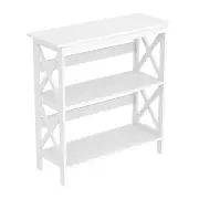 Maestro Furniture Krepin 3-Tier Low Wooden Bookcase Display Shelf Unit White