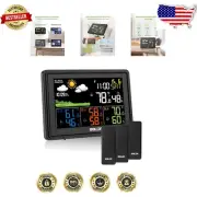 Sleek Black Wireless Weather Station - Real-Time Temperature & Humidity Tracking