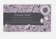 100 Thank You Cards for eBay Your Purchase Order Purple Gray Floral