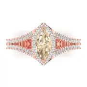 1.2ct Marquise split shank Natural Morganite Promise Wedding Ring 14k Rose Gold