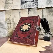 Leather Book of Shadows, Blank Grimoire Spell Book Journal with Lock, Unique Notebook Diary | A5 (7x5)
