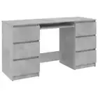Home Office Desk Work Computer Study Storage Drawers Cabinet Table Concrete Grey