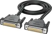 JUXINICE DB25 Male to Male Cable 10 feet, 26awg Tinned Copper Wires,Double-Shielded with Foil &Metal Braid, D-SUB 25 pin Cable RS232 Serial Cable in Black