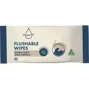 Flushable Plastic Free Wipes, Extra Soft and Gentle, 40's