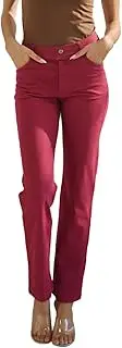 [ICONOFLASH] Women's Stretch Jeggings with 4 Pocket Pull On Straight Leg Jean Leggings with Belt Loops (Available in Plus Size), Burgundy, Large