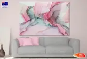 Pink Blue & Gold Abstract Paint Wall Canvas Home Decor Australian Made Quality