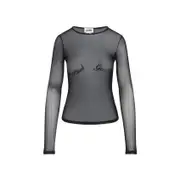 [Jean Paul Gaultier] Jean Paul Gaultier-Black Top With Velvet Flock "Jean Paul Gaultier"-Donna XS STAND