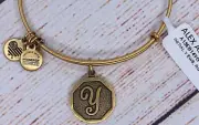 NEW NWT Alex and Ani Letter Initial Y Charm Bangle Gold Bracelet