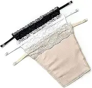 [SHOPPY VILLA WITH SV LOGO] Shoppy Villa Cotton Clip-on Mock Lace Camisole for Women,Deep Neck Cleavage Cover Cami Secret (Free Size)- Set of 3