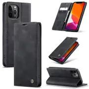 CaseMe iPhone 12 Pro Classic PU Leather Folio Case Cover Apple Skin [Black]