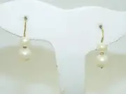 14k Yellow Gold Pearl Hanging Earrings