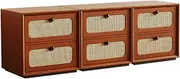 GUAWJRZDP Storage Cabinet, Retro Drawer Chest, Wood Chest of Drawers, Drawers Storage with Rattan Decoration, Multifunctional Chest of Drawers, for Bedroom, Living Room, Rustic Brown(3cabinet)