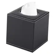 PU Leather Tissue Box Cover Square,Upgrade Large Size Napkin Holder Black-1