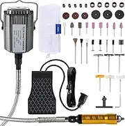 VEVOR Flex Shaft Grinder 780W Rotary Tool 500-23000RPM Rotary Carver with 13-Jaw Chuck & Stepless Speed Foot Pedal Hanging Grinding Machine 45PCS Accessories for Jewelry Polishing Grinding DIY