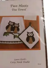 Two Hoots Tea Towel & Potholders Owls #324 From Lynn Clark's Cozy Nook Studio