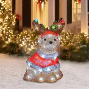 2d Christmas Dog With Led Lights Yard Decoration With Acrylic Garden Stake Q2