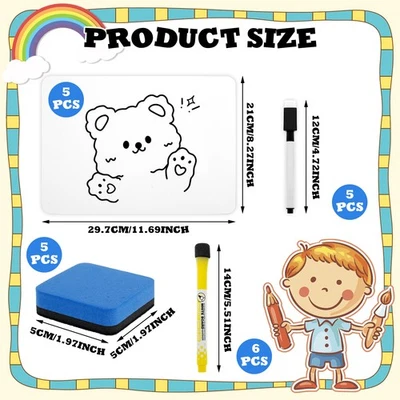 5 Pcs Portable Mini Dry Erase Board Reusable Small White Board Practical qiIzI
