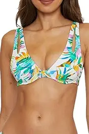 [BECCA] Women's Standard Isla Verde Underwire Bikini Top, Tropical Print, Adjustable, Swimwear Separates