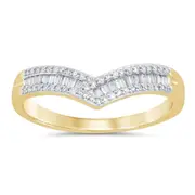 V Shape Ring with 1/4ct of Diamonds in 9kt Yellow Gold