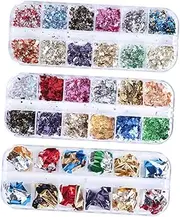 Beatifufu 12 Grids Nail Art Tinfoil Paper Glitter Sequins Nail Stickers Sticker Decals DIY Manicure Scrap Paper