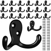 20 Pack Coat Hooks Wall Hooks for Hanging, Heavy Duty Double Prong Metal Hook...