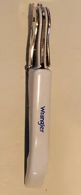 Wrangler White Corkscrew Wine Bottle Opener Waiters Key Wood Double Hinged