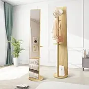 Full Length Mirror Tall Floor Free Standing Body Long Dressing Makeup Hallway Bedroom Rack Vintage Rotatable Bags Storage Oak 30x20x164cm