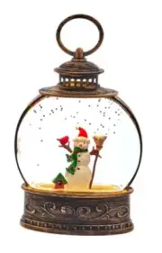 Kurt Adler Battery Op. LED Miniature Snowman Lantern Water Snow Globe #JEL1003
