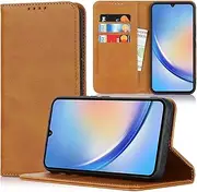 [Cavor] for Samsung Galaxy A34 5G Case Cowhide Pattern PU Leather Cases Flip Magnetic Kickstand Book Wallet Cover Phone Case with Card Slots(6.6") -Light Brown