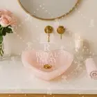 18" Heart Shaped Rose Quartz Crystal Sink | Hand-Carved Stone Wash Basin