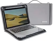 Grey Leather Laptop Messenger Case - Compatible with Dell Inspiron Chromebook 7486