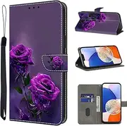 TUOLISG Mobile Phone Case for Google Pixel 7A Case, Foldable Leather Flip Wallet Shockproof Case Protective Flip Case for Google Pixel 7A Purple Rose