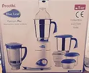 Preethi Blue Leaf - Platinum Plus Wet and Dry Heavy Duty Electric Grinder - 750 Watts / 100% Stainless Steel Jars and Blades Free UK Postage