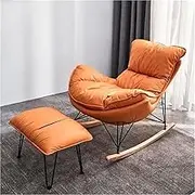 CADYNN Single Recliner Chair Sofa Chair Glider Chair,Rocking Chairs W/Ottoman,Upholstered Lounge Chair Living Room,Wooden Base for Balcony Relax(Orange)