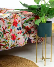 Velvet Frida Kantha Quilt Cotton Quilt Patchwork Quilt Handamade Red Velvet Quilt Floral Quilt Comforter Bedspread Blanket Bedcover Indian - 004