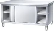 Stainless Steel Commercial Grade Work/Kitchen Table with Storage Cabinet - 150CM