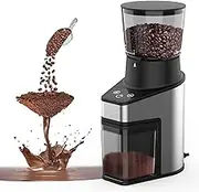 ADVWIN Burr Coffee Grinder, Automatic Grinding Machine, 18 Cup Capacity of Drip Coffee, Espresso, French Press Filter, Stainless Steel Electric Conical Burr Coffee Grinder | 60-Gear Adjustment
