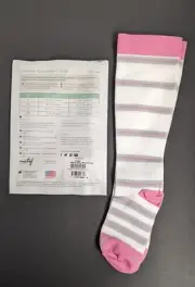 Motif Maternity Compression Socks Large 20-30 mmHg Knee High *2 Pair White Pink*