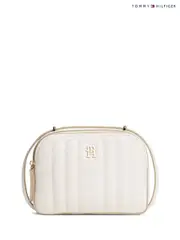 Tommy Hilfiger Cream Monogram Quilted Camera Bag (W60103) | $300