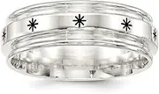 [JewelryWeb] 925 Sterling Silver Polished Flat Band Engravable 7mm Enamel Fancy Band Ring Jewelry Gifts for Women - Ring Size Options Range: R to Z
