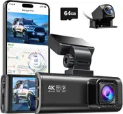 REDTIGER F7N 4K Dual Dash Cam with 64GB Card, Built-in WiFi GPS Front 4K/2.5K and Rear 1080P Dual Dash Camera for Cars,3.18 inch Screen,170� Wide Angle, Parking Monitor, Support 256GB Max