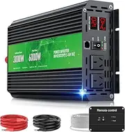 3000W Power Inverter,Peak Power 6000W 12V DC to AC 220-240V,Remote Control with 2AC Outlets and 2.4USB Port,LCD Display for Power Converter,Outdoor Activities,Emergency,Vehicles Truck RV Solar System