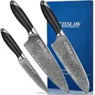 Czeslaw Knife Set, Japanese Damascus Knife Cover, Professional Sharp Santoku Kni