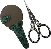 YOUGUOM Little Detail Scissors with Case, Sharp Needlework Scissor for Sewing Craft Crochet Cross Stitch Yarn, Thread Snips Small Embroidery Shears Black