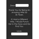 DEAR THANK YOU FOR BEING AN AMAZING WIFE FOR 36 YEARS: 36 YEARS 36TH ANNIVERSARY GIFT PERSONALISED ROMANTIC FUNNY VALENTINES CARD LOVE LETTER MEMORABL