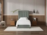 My Style Buttoned Headboard & Gas Lift Base - King Single / Seaglass / Standard Base