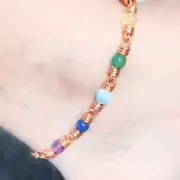 Dr. Beads 7 Chakra Multi Gemstone Copper Anklet - Hypoallergenic, Water Proof