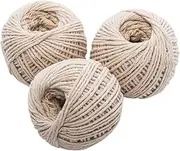 Leona Co 5mm Natural Cotton Rope, 3 x 40M Cord Twine, Heavy Duty Sisal String Cord Rope for DIY Arts Crafts, Gardening, Bundling, Decorating, Cat Scratching Post, Gift Wrapping