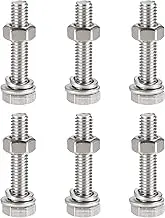 uxcell M6 x 30mm Hex Head Screws Bolts, Nuts, Flat & Lock Washers Kits, 304 Stainless Steel Fully Thread Hexagon Bolts 6 Sets